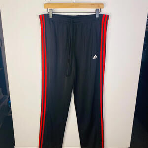 Adidas Track Pants Mens Large Black Swishy Athletic Slacks Basketball Gym